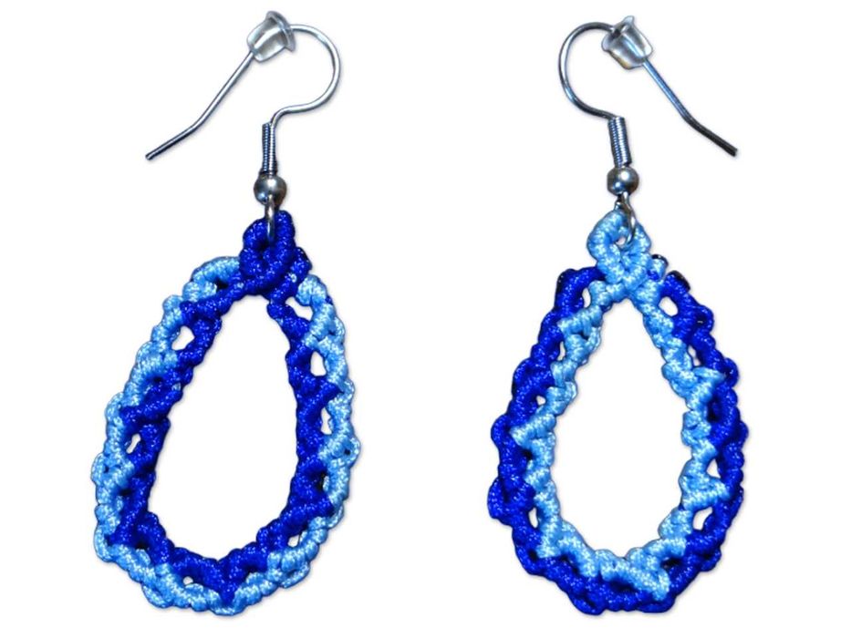 Lekkie kolczyki ze sznurka, makrama, handmade, stal nierdzewna