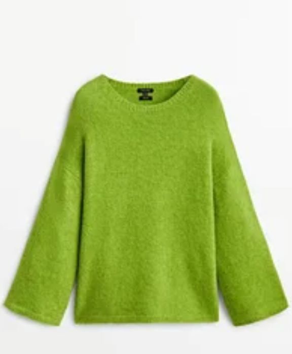 Zielony sweter Massimo Dutti wełna alpaka