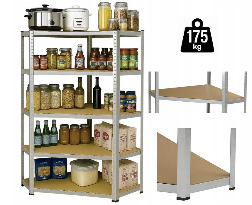 Складський металевий стелаж, кутовий , 5 полиць 180×40×90 до 875 кг