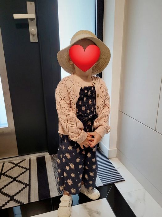 Kombinezon 92 w drobne kwiaty róże marszczona góra spodnie kuloty