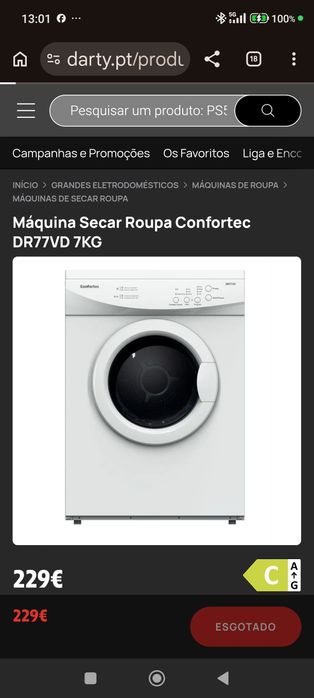 Máquina de secar roupa
