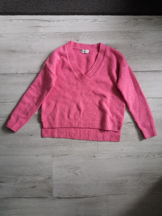 Next różowy sweter sweterek dekolt v.