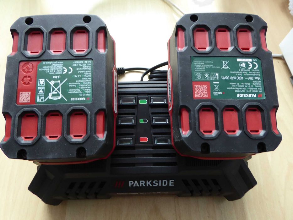 Nowa ładowarka 2 x 4,5A PARKSIDE PDSLG 20 B1 + 2 akumulatory 4Ah