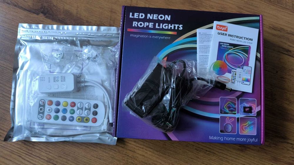 Tuya WiFi taśma Neon LED RGBIC 3m Acosh zasilacz Alexa Google