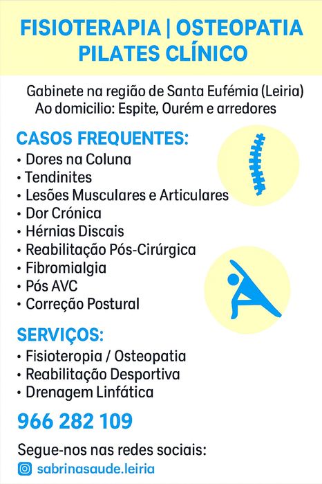 Fisioterapia, Fisioterapia pélvica, Nutrição, Psicologia e Pilates