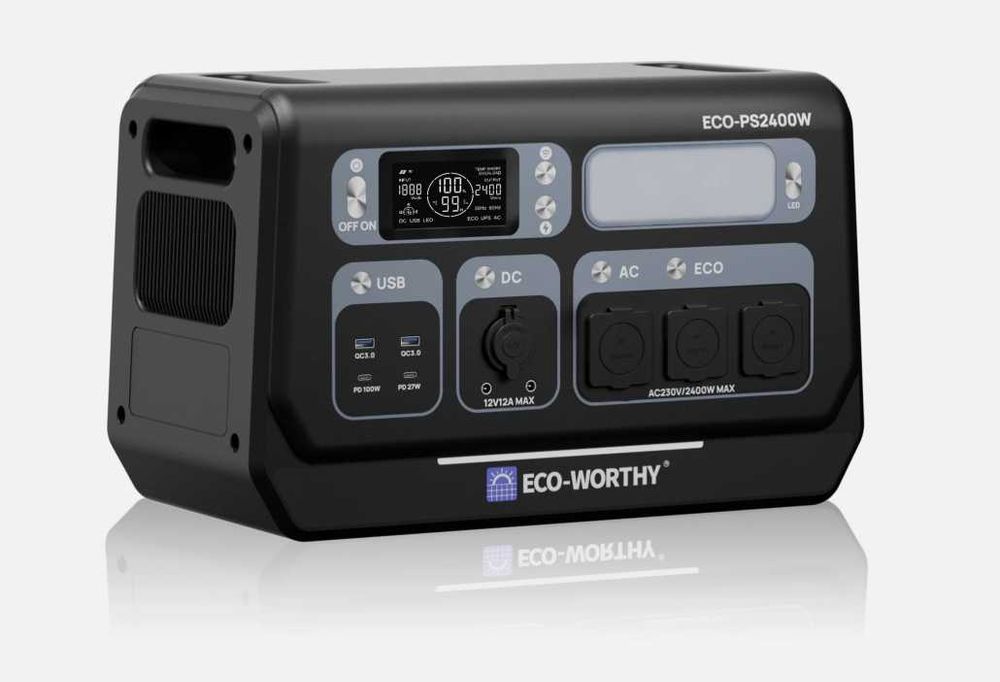 Портативна зарядна станція ECO-WORTHY 2048 Вт/год з LiFePo4 2400 W