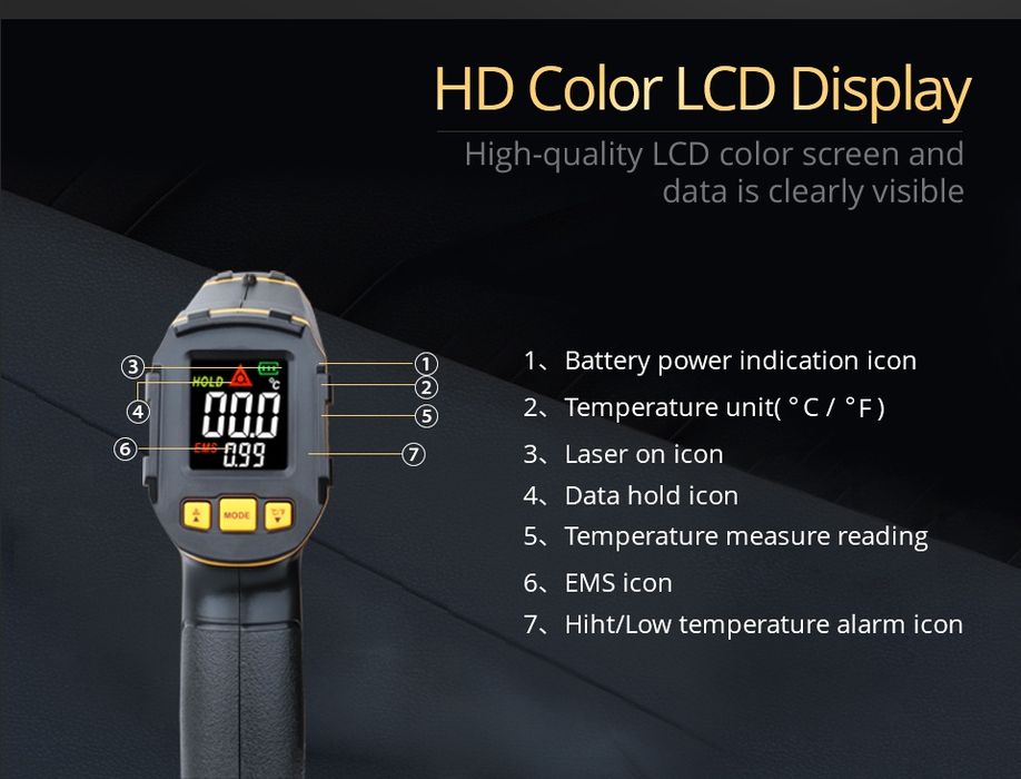 Пірометр Smart Sensor ST490+ бкзконтактний лазерний T600A