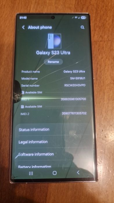 Samsung S 23 ultra 12/512 gb.