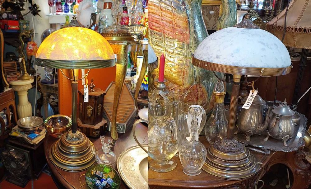 Pares Candeeiros Mesa Vidro Laranja e Azul