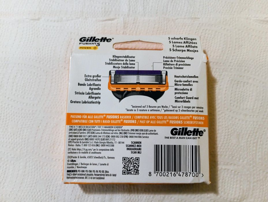 Gillette Fusion 5 Power wkłady ostrza nożyki wymienne 8 szt. 100% orginał
