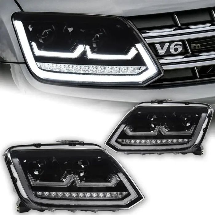 Volkswagen VW Amarok 2010–2020 Reflektory Przednie LED DRL Dynamiczny Kierunkowskaz Projektor Komplet