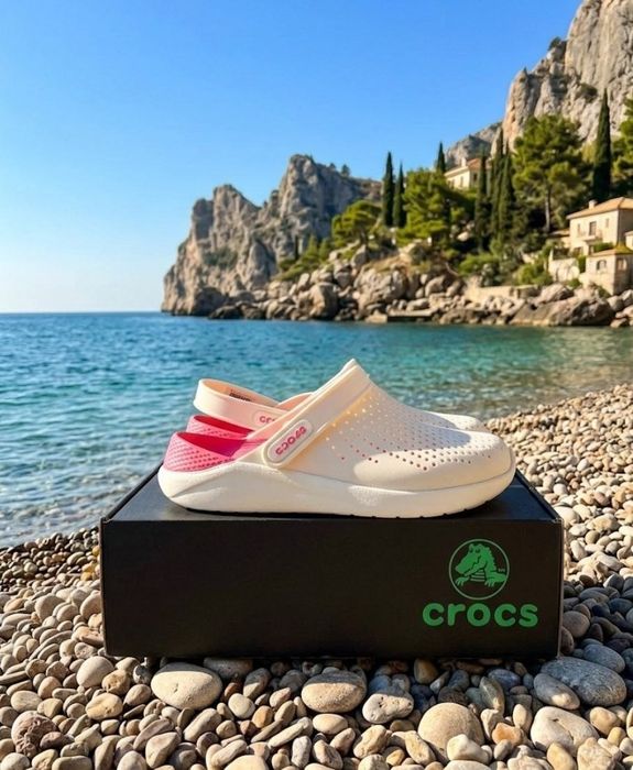 Жіночі шльопанці сабо Crocs lite ride/білі жіночі крокси