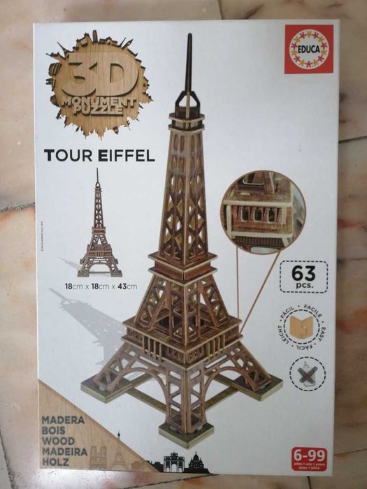 Jogo Torre Eifel 3D  madeira