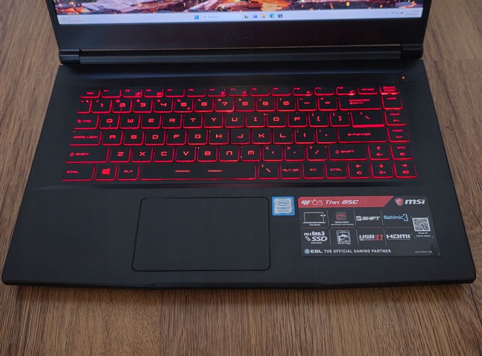 MSI GF63 Thin 8SC i7 8gen GTX 1650 - 4Gb / 8GB RAM