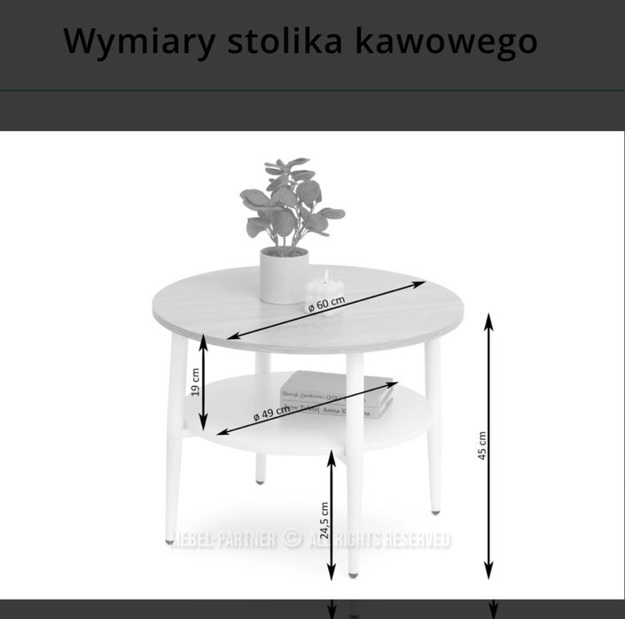 Stolik kawowy okrągły dębowy