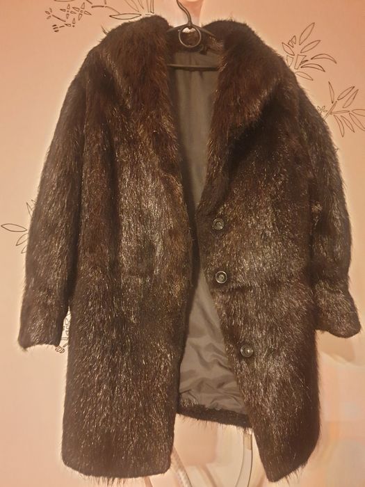 Futro 44 ciemny brąz damskie długie ciepłe