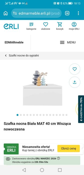 Szafki nocne nowoczesne białe 40cm
