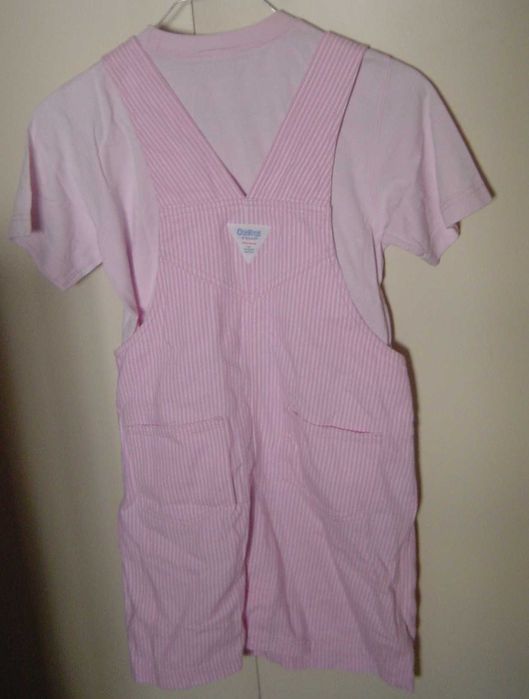 Conjunto Verão 6 Anos: Saia jardineira + Tshirt rosa/branco - OSH KOSH