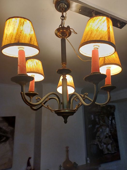 Candeeiros em cobre e latão + fluorescente  dupla cozinha