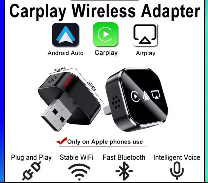 Adaptador Carplay e Android Auto e Airplay