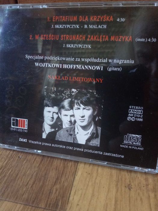 CD Epitafium dla Krzyśka -Dornowski, Skrzypczyk, Hoffmann - Czerwone Gitary - limitowana-1996