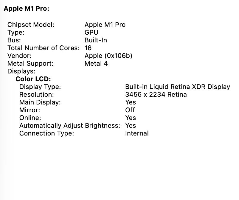 MacBook Pro 16 2021 M1 Pro 16Gb 1TB SSD Silver