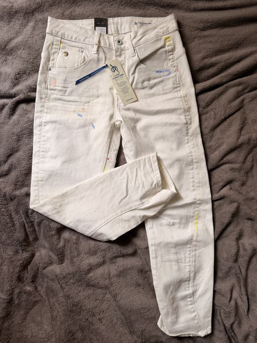 Nowe jeansy G-Star Raw Restored Mid Boyfriend 26/30 z metką paint splatter