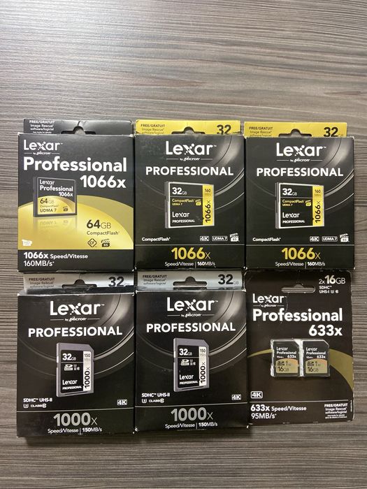 Карти пам’яті Lexar, SanDisk 32GB, 64GB CompactFlash 1066x