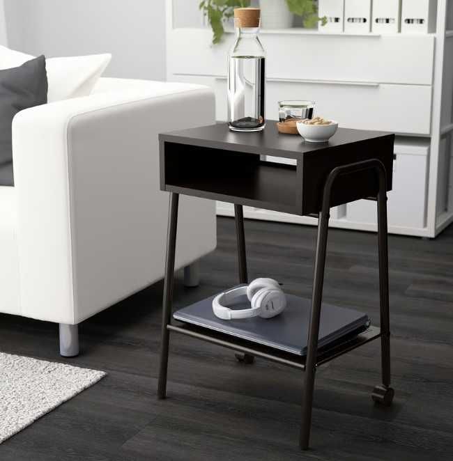 Ikea Setskog Stolik nocny, czarny, 45x35 cm