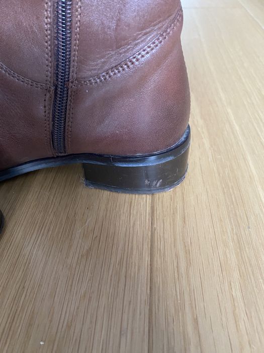 Skórzane, brązowe kozaki Lasocki, rozmiar 36