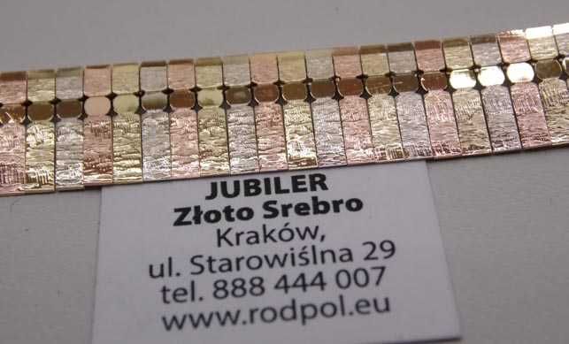 Złoty trzy kolorowy naszyjnik taśma rozszerzana kolia.