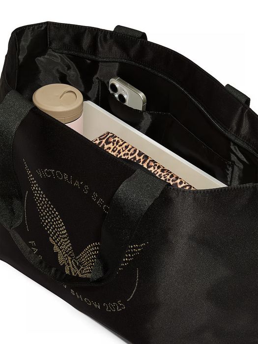 Лімітована сумка-шопер Victoria Secret Fashion Show чорна з камінцями