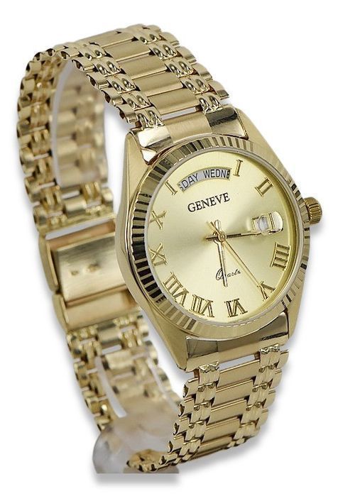 Złoty zegarek męski 14k 585 Geneve mw013ydyy&mbw006yo W