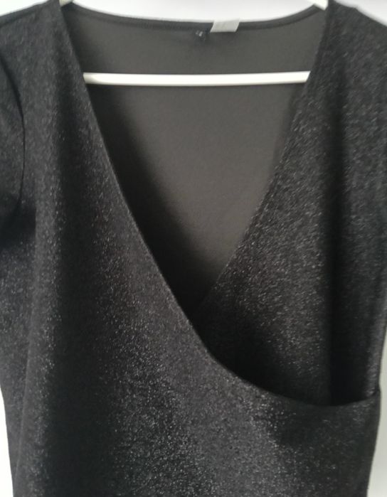 Czarny błyszczący top damski H&M rozm.M