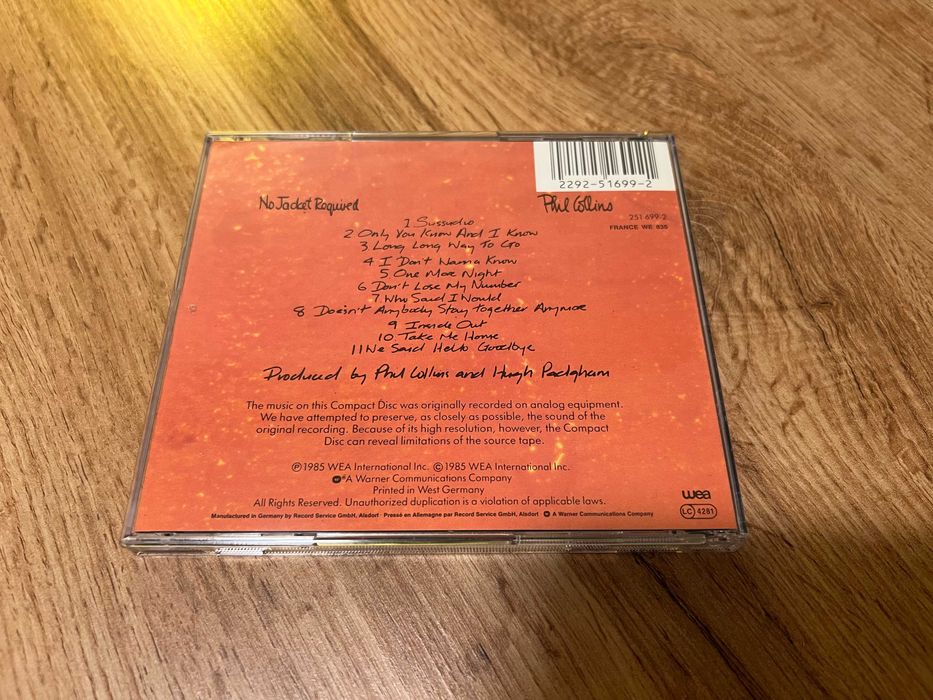 Phil Collins CD No Jacket Required 1wyd. 1985 WEA