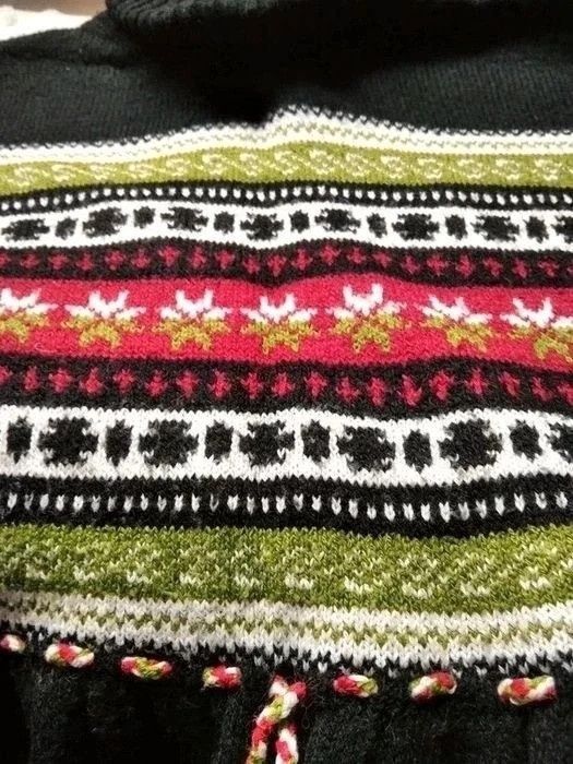 długi golf z kieszeniami tunika sukienka sweter dzianina Boho hippie M