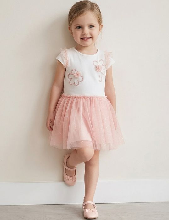 Vestido de criança em algodão com tule