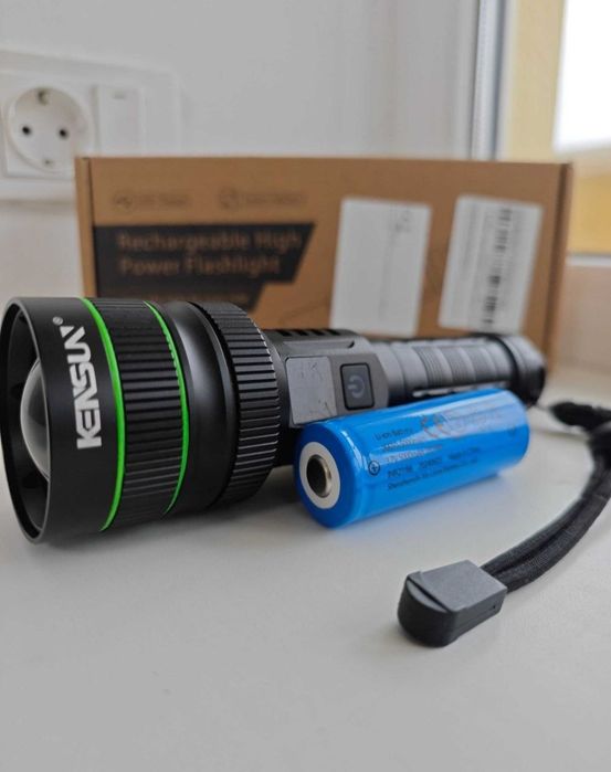 Фонарик потужний Kensun 5000mah батарея оптичний зум, ліхтар