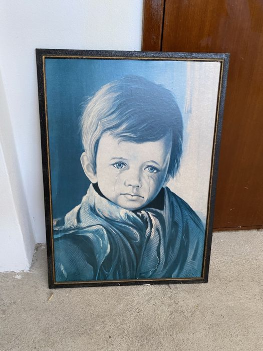 Quadro vintage menino chorar