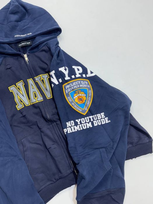 зип худи Project G/R NAVY deconstructed zip up