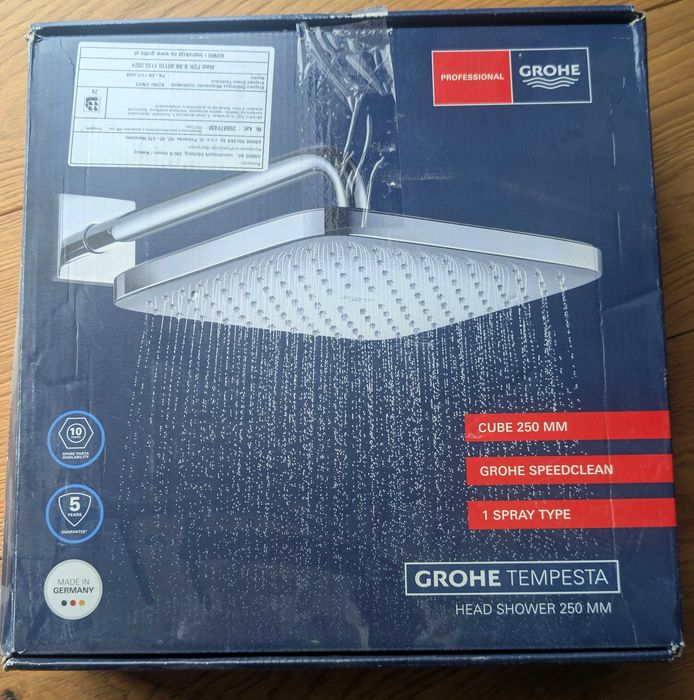 Deszczownica Grohe Tempesta 250 czarny mat 266872430 | 26 687 243 0 NOWA ramie 38cm