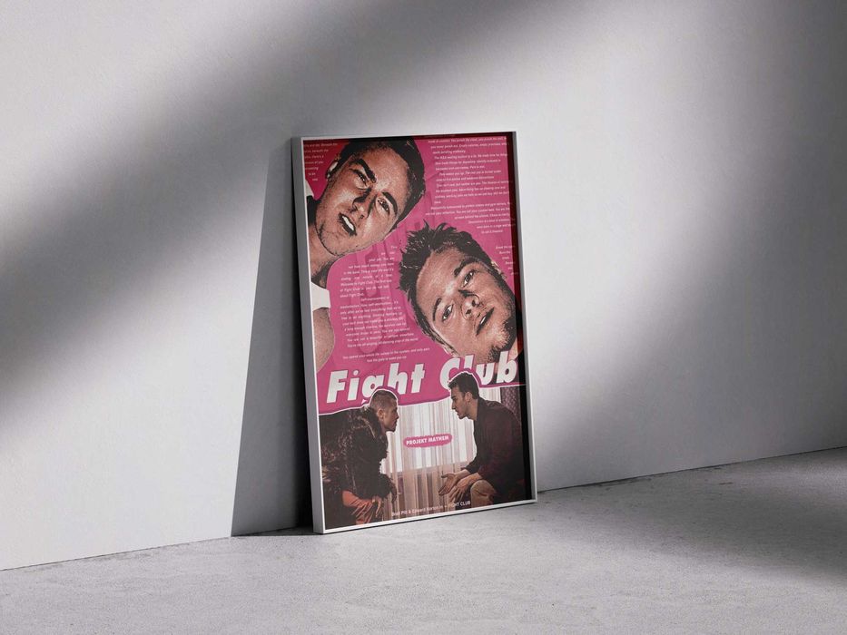 Plakat A3 Fight Club w ramie - różowy