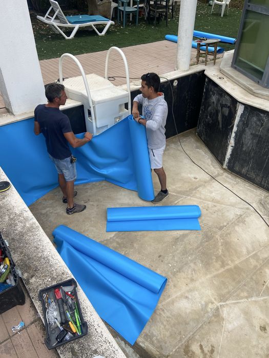 Aplicacao tela armada piscina