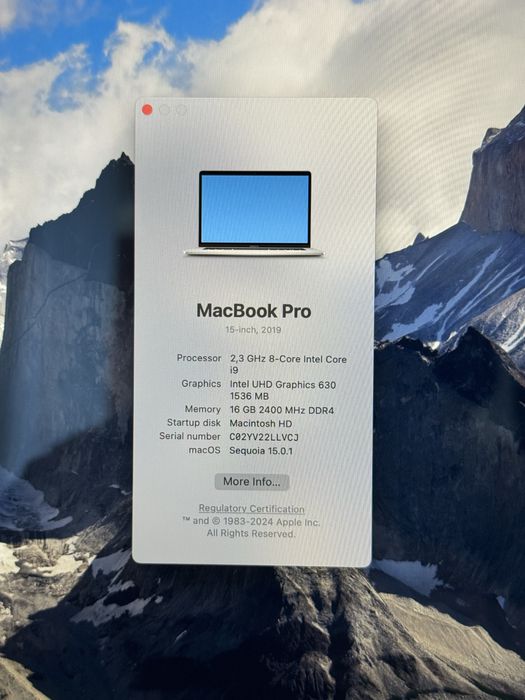 Macbook Pro 15 - 2019 - i9/512GB SSD/16GB RAM