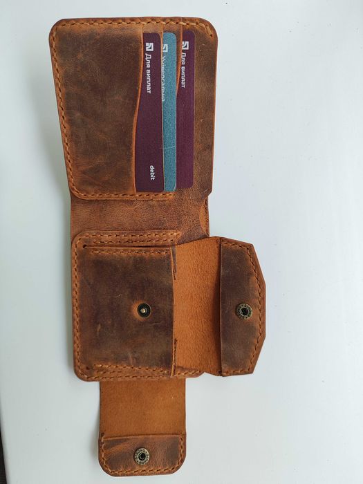 Брутальний чоловічий шкіряний гаманець з шкіри.Кожаный кошелек мужской