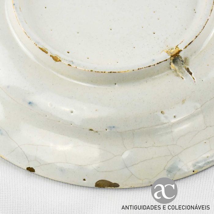 Prato Porcelana da China,Azul e Branco, Dinastia Qing (1644 a 1911)