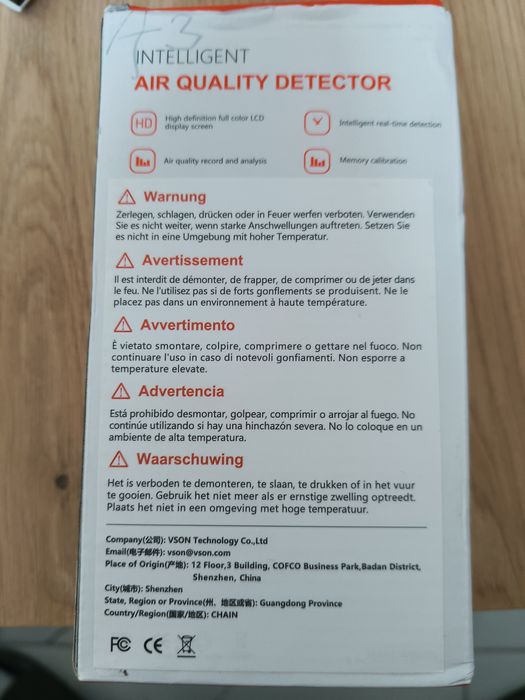 Sprzedam detektor jakości powietrza