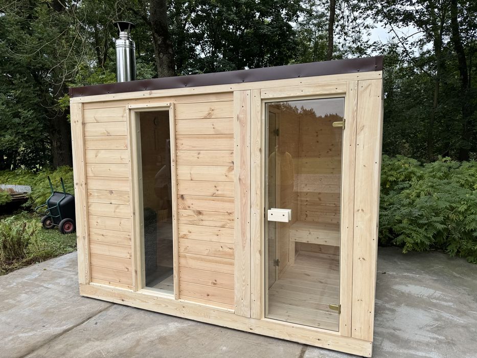 Sauna fińska  , sauna mokra ogrodowa opalana drewnem