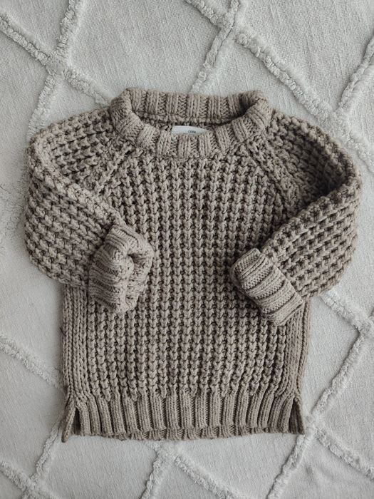 Sweter grubo pleciony Zara 116 beżowy
