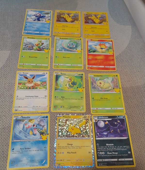 Cartas pokemon selecção 12 un
